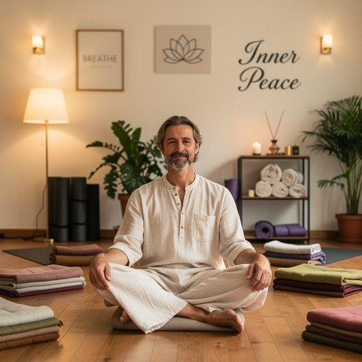 Vista de un atardecer tranquilizador mientras se practica yoga en la playa.